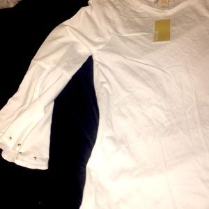 Shirt white with gold dots on Sleeves